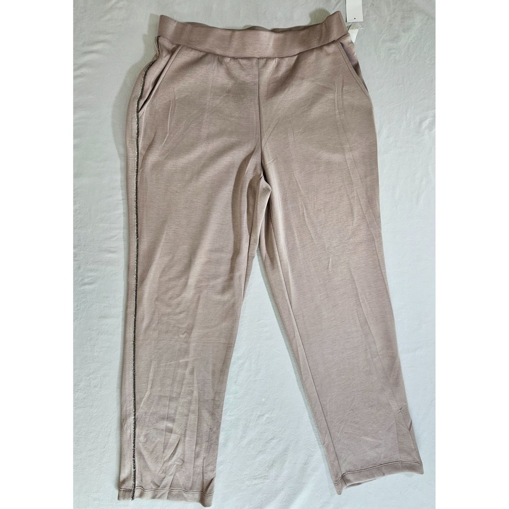 Elie Tahari Women's Beige Straight Leg Activewear Pants L‎ Blended Pockets